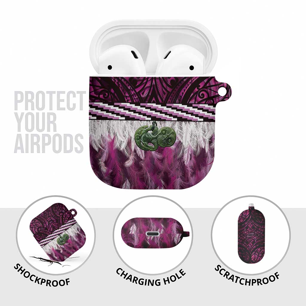 Pink Traditional Cloak Aotearoa AirPods Case Maori Paua Shell Korowai Pattern - Polynesian Pride