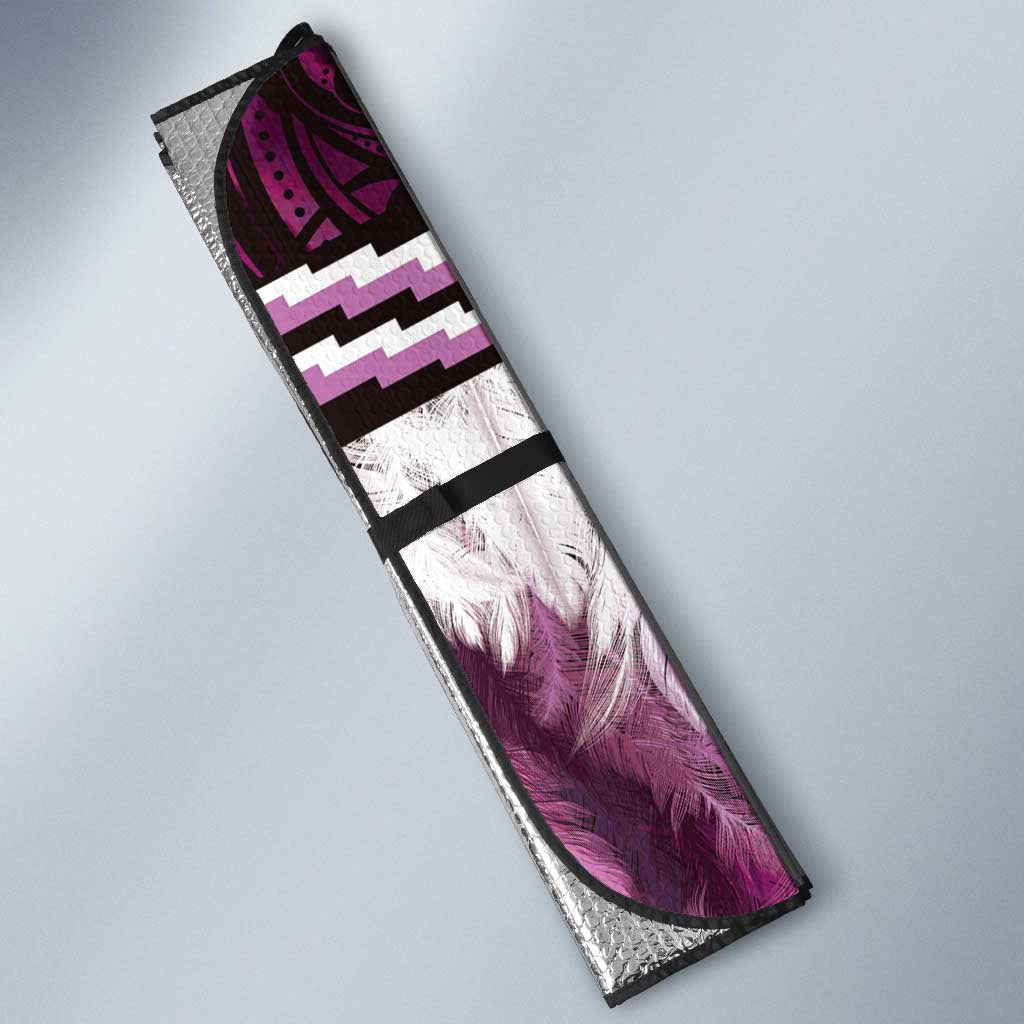 Pink Traditional Cloak Aotearoa Auto Sun Shade Maori Paua Shell Korowai Pattern - Polynesian Pride