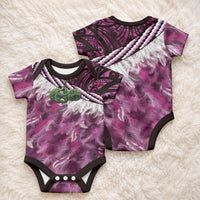 Pink Traditional Cloak Aotearoa Baby Onesie Maori Paua Shell Korowai Pattern LT14 - Polynesian Pride