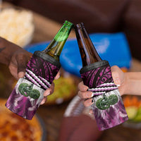 Pink Traditional Cloak Aotearoa 4 in 1 Can Cooler Tumbler Maori Paua Shell Korowai Pattern