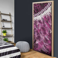 Pink Traditional Cloak Aotearoa Door Cover Maori Paua Shell Korowai Pattern - Polynesian Pride