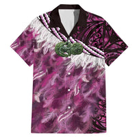 Pink Traditional Cloak Aotearoa Family Matching Mermaid Dress and Hawaiian Shirt Maori Paua Shell Korowai Pattern LT14 Dad's Shirt - Short Sleeve Pink - Polynesian Pride