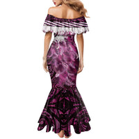 Pink Traditional Cloak Aotearoa Family Matching Mermaid Dress and Hawaiian Shirt Maori Paua Shell Korowai Pattern LT14 - Polynesian Pride
