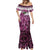 Pink Traditional Cloak Aotearoa Mermaid Dress Maori Paua Shell Korowai Pattern