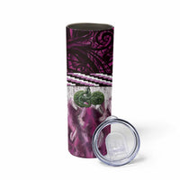 Pink Traditional Cloak Aotearoa Skinny Tumbler Maori Paua Shell Korowai Pattern LT14 - Polynesian Pride