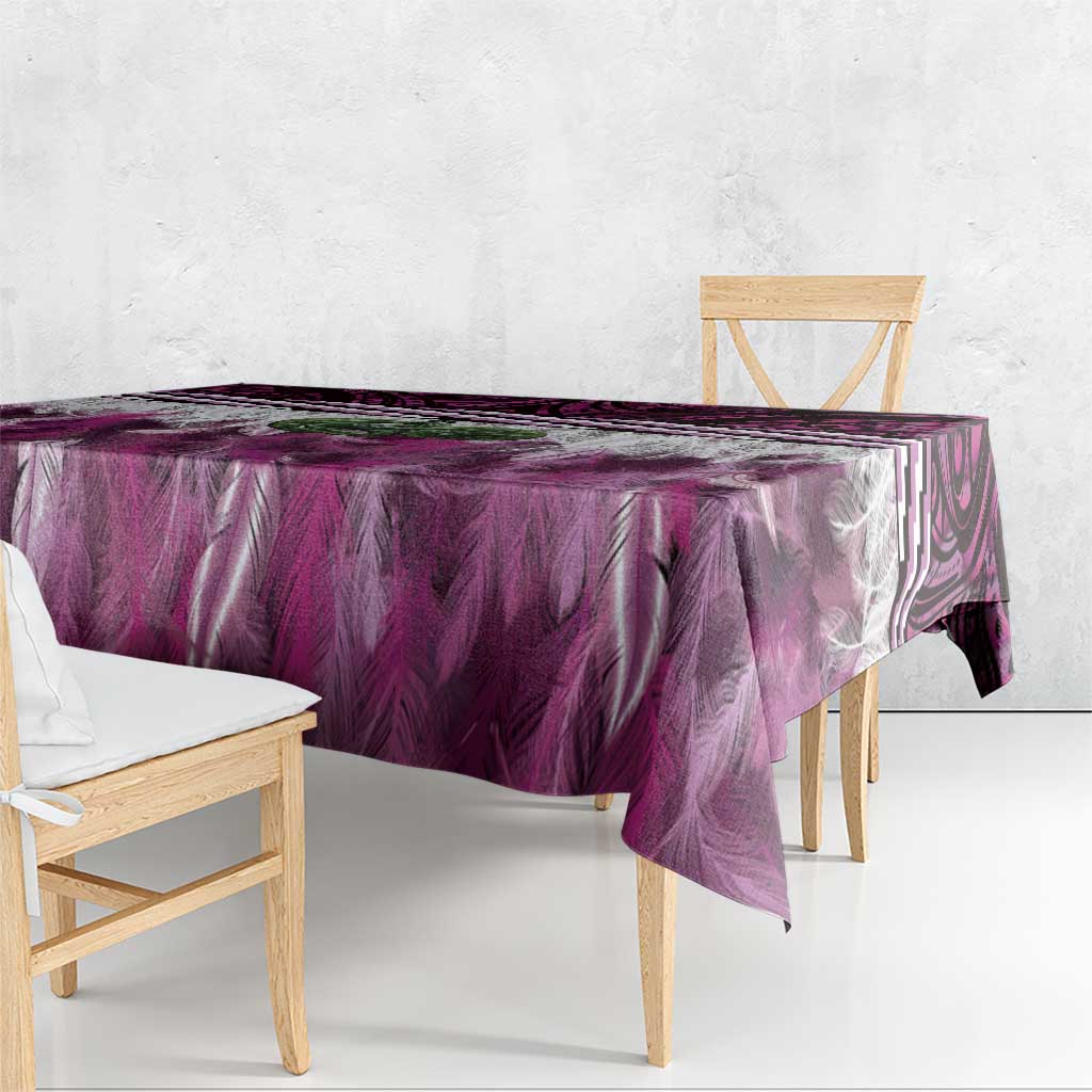 Pink Traditional Cloak Aotearoa Tablecloth Maori Paua Shell Korowai Pattern