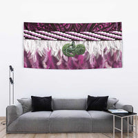 Pink Traditional Cloak Aotearoa Tapestry Maori Paua Shell Korowai Pattern