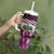 Pink Traditional Cloak Aotearoa Tumbler With Handle Maori Paua Shell Korowai Pattern