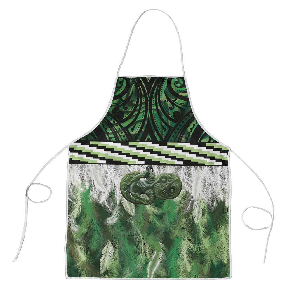 Green Traditional Cloak Aotearoa Apron Maori Paua Shell Korowai Pattern - Polynesian Pride