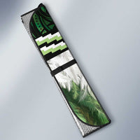 Green Traditional Cloak Aotearoa Auto Sun Shade Maori Paua Shell Korowai Pattern - Polynesian Pride