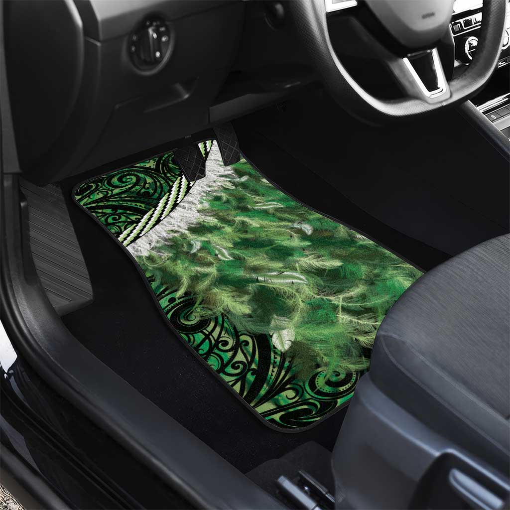 Green Traditional Cloak Aotearoa Car Mats Maori Paua Shell Korowai Pattern