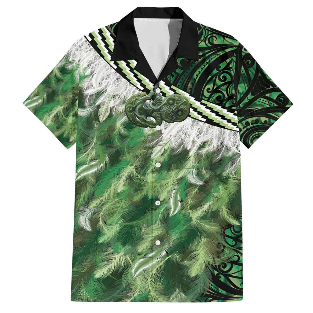 Green Traditional Cloak Aotearoa Family Matching Long Sleeve Bodycon Dress and Hawaiian Shirt Maori Paua Shell Korowai Pattern LT14 Dad's Shirt - Short Sleeve Green - Polynesian Pride