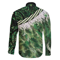 Green Traditional Cloak Aotearoa Family Matching Mermaid Dress and Hawaiian Shirt Maori Paua Shell Korowai Pattern LT14 - Polynesian Pride