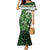 Green Traditional Cloak Aotearoa Family Matching Mermaid Dress and Hawaiian Shirt Maori Paua Shell Korowai Pattern