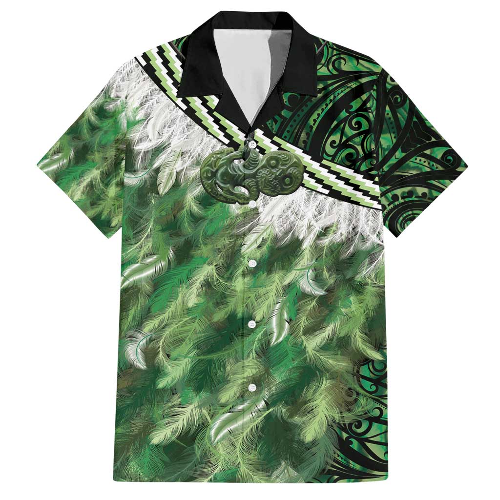 Green Traditional Cloak Aotearoa Family Matching Short Sleeve Bodycon Dress and Hawaiian Shirt Maori Paua Shell Korowai Pattern LT14 Dad's Shirt - Short Sleeve Green - Polynesian Pride