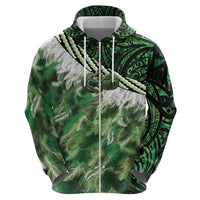 Green Traditional Cloak Aotearoa Hoodie Maori Paua Shell Korowai Pattern