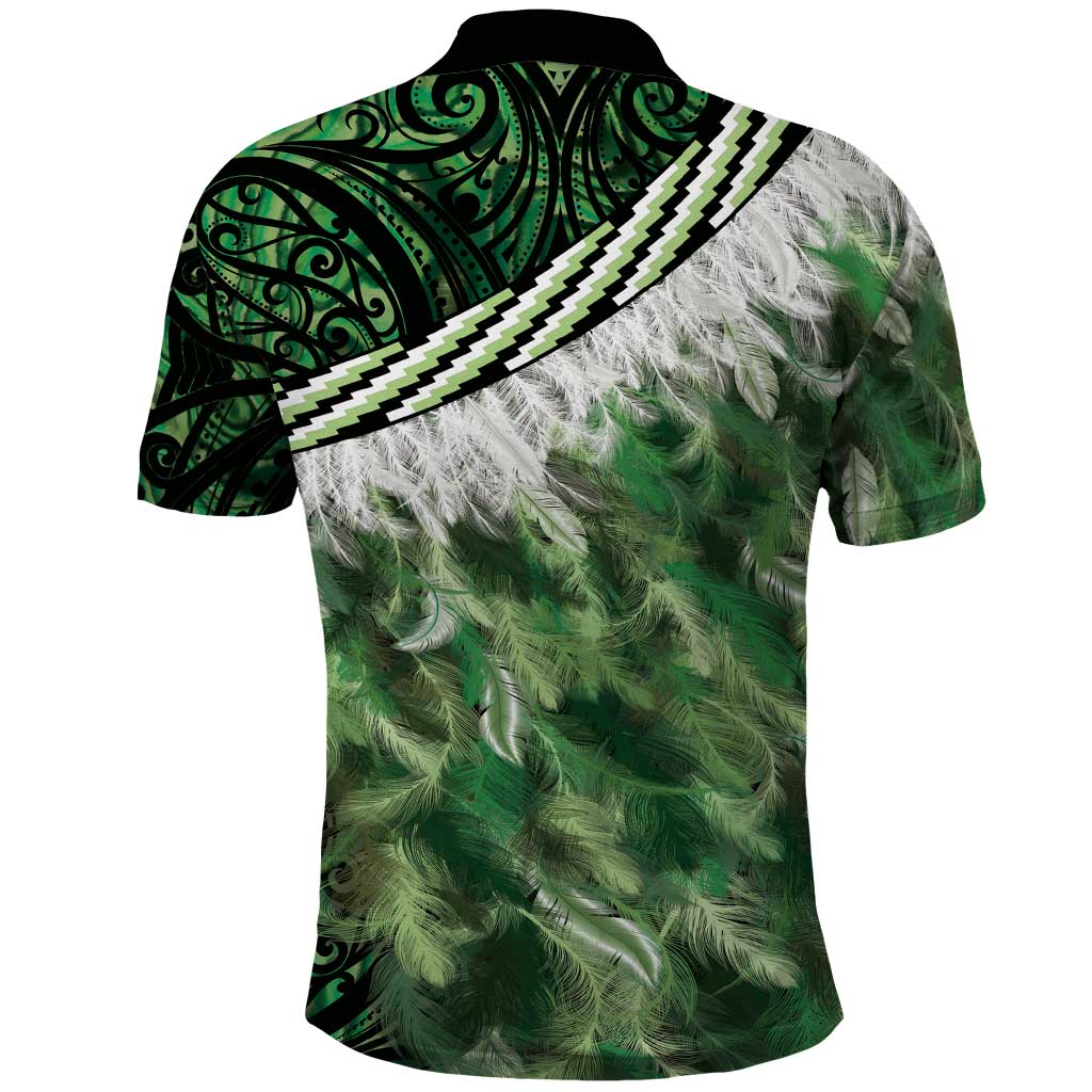Green Traditional Cloak Aotearoa Polo Shirt Maori Paua Shell Korowai Pattern