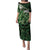 Green Traditional Cloak Aotearoa Puletasi Maori Paua Shell Korowai Pattern