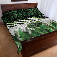 Green Traditional Cloak Aotearoa Quilt Bed Set Maori Paua Shell Korowai Pattern