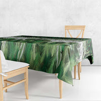 Green Traditional Cloak Aotearoa Tablecloth Maori Paua Shell Korowai Pattern