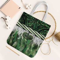 Green Traditional Cloak Aotearoa Tote Bag Maori Paua Shell Korowai Pattern - Polynesian Pride
