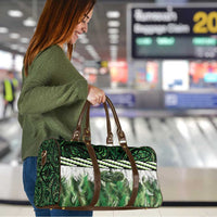 Green Traditional Cloak Aotearoa Travel Bag Maori Paua Shell Korowai Pattern - Polynesian Pride