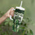 Green Traditional Cloak Aotearoa Tumbler With Handle Maori Paua Shell Korowai Pattern