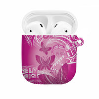 Polynesia Breast Cancer Awareness AirPods Case Think Pink Ribbon Polynesian Butterflies