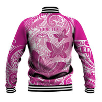 Personalised Polynesia Breast Cancer Awareness Baseball Jacket Think Pink Ribbon Polynesian Butterflies