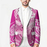 Personalised Polynesia Breast Cancer Awareness Blazer Think Pink Ribbon Polynesian Butterflies