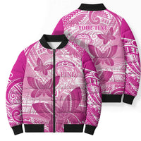 Personalised Polynesia Breast Cancer Awareness Bomber Puffer Jacket Think Pink Ribbon Polynesian Butterflies