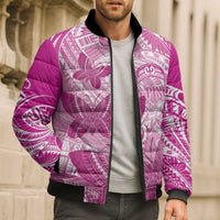 Personalised Polynesia Breast Cancer Awareness Bomber Puffer Jacket Think Pink Ribbon Polynesian Butterflies
