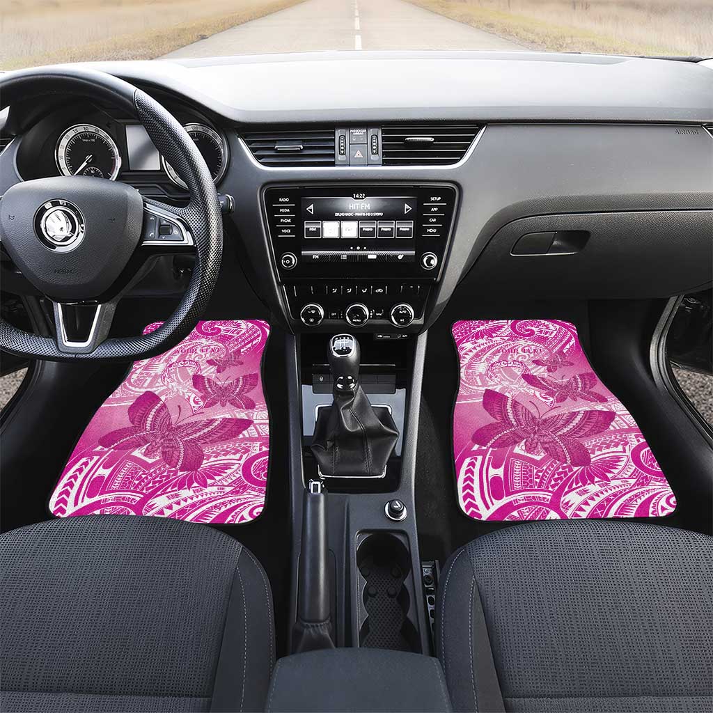 Personalised Polynesia Breast Cancer Awareness Car Mats Think Pink Ribbon Polynesian Butterflies