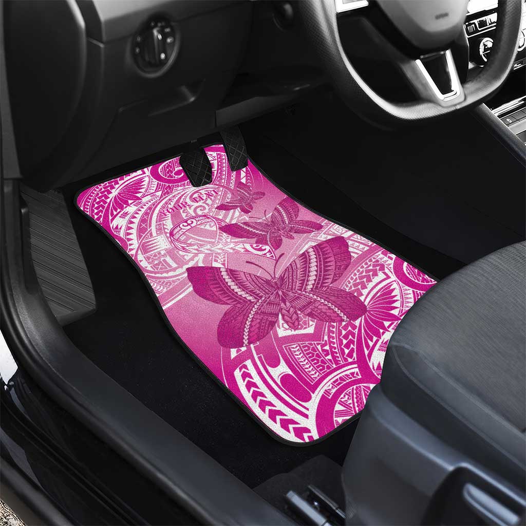 Personalised Polynesia Breast Cancer Awareness Car Mats Think Pink Ribbon Polynesian Butterflies
