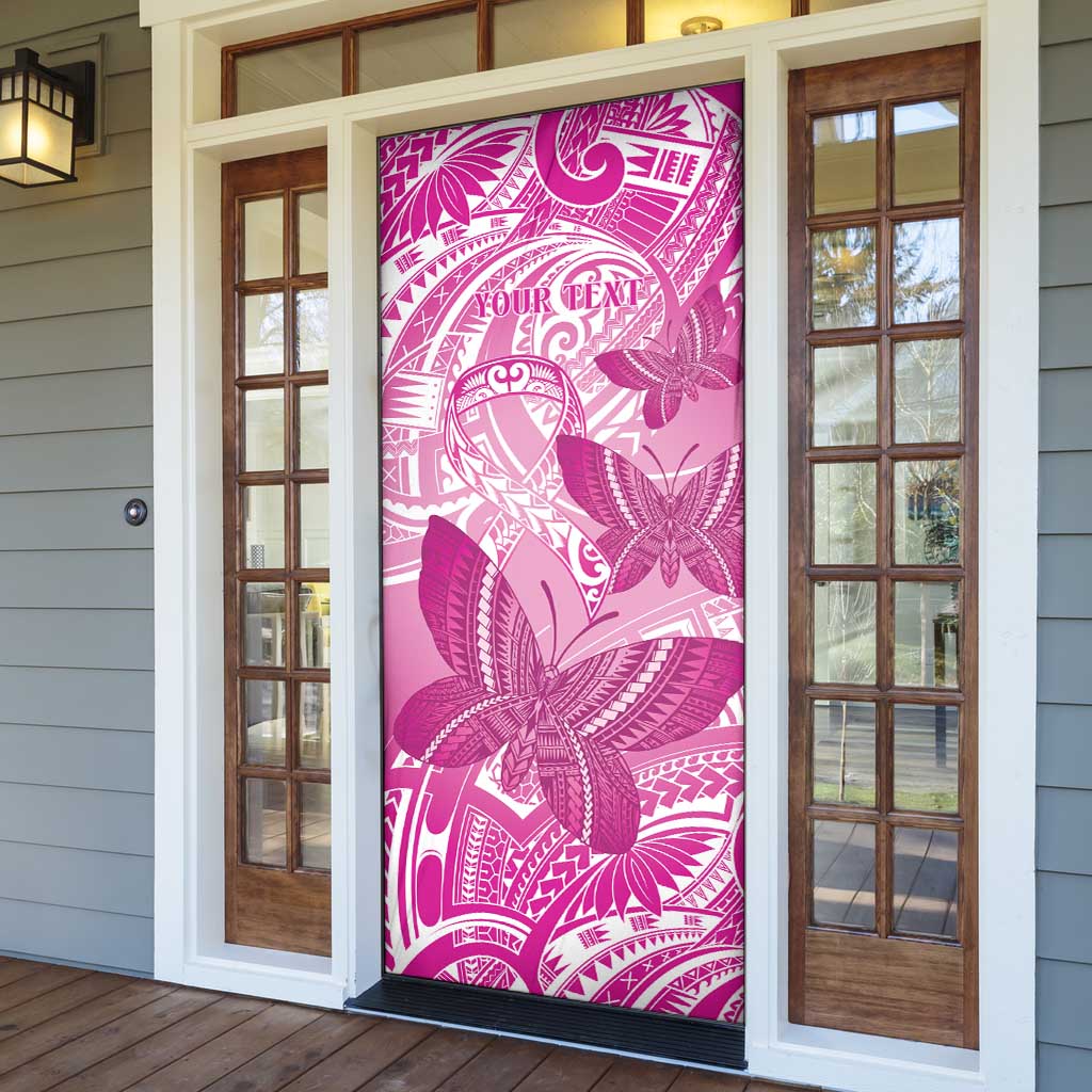 Personalised Polynesia Breast Cancer Awareness Door Cover Think Pink Ribbon Polynesian Butterflies