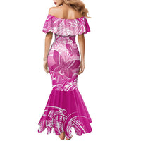 Personalised Polynesia Breast Cancer Awareness Family Matching Mermaid Dress and Hawaiian Shirt Think Pink Ribbon Polynesian Butterflies LT14 - Polynesian Pride