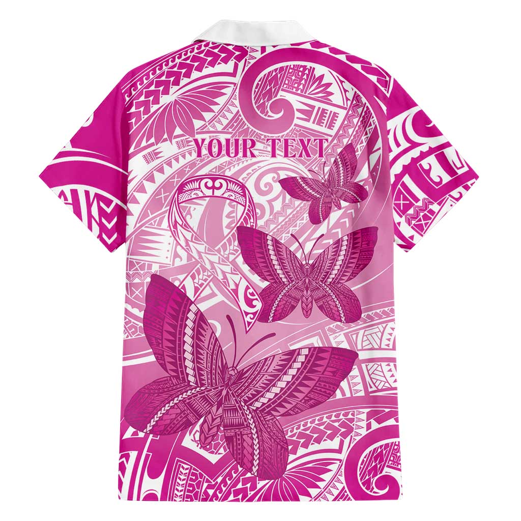 Personalised Polynesia Breast Cancer Awareness Family Matching Off The Shoulder Long Sleeve Dress and Hawaiian Shirt Think Pink Ribbon Polynesian Butterflies LT14 - Polynesian Pride