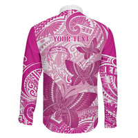 Personalised Polynesia Breast Cancer Awareness Family Matching Puletasi and Hawaiian Shirt Think Pink Ribbon Polynesian Butterflies LT14 - Polynesian Pride