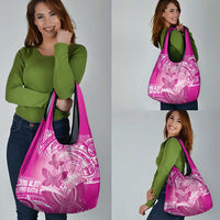 Polynesia Breast Cancer Awareness Grocery Bag Think Pink Ribbon Polynesian Butterflies