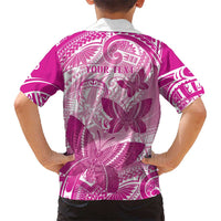 Personalised Polynesia Breast Cancer Awareness Kid Hawaiian Shirt Think Pink Ribbon Polynesian Butterflies