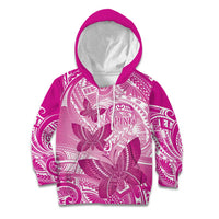 Personalised Polynesia Breast Cancer Awareness Kid Hoodie Think Pink Ribbon Polynesian Butterflies