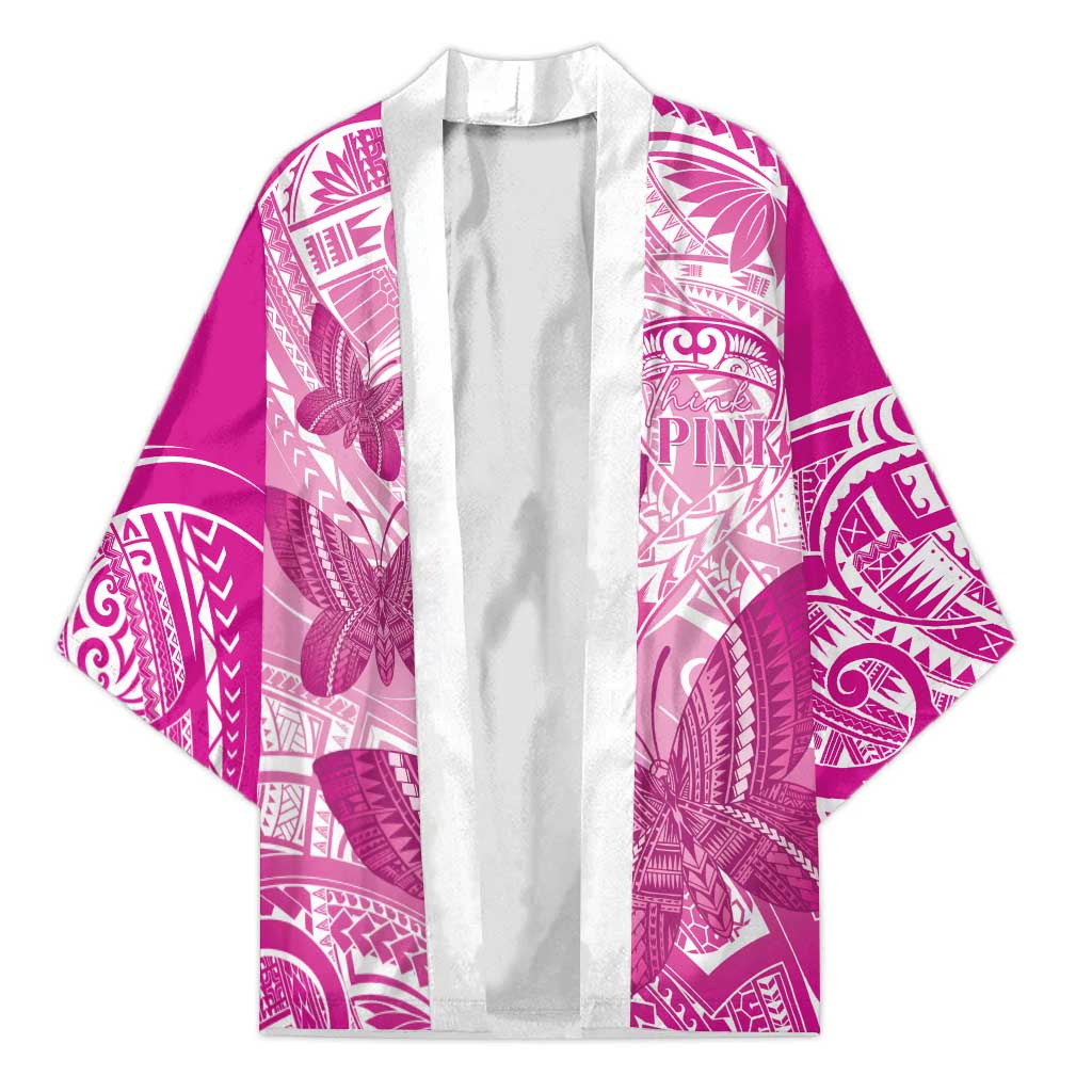 Personalised Polynesia Breast Cancer Awareness Kimono Think Pink Ribbon Polynesian Butterflies