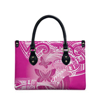 Polynesia Breast Cancer Awareness Leather Bag Think Pink Ribbon Polynesian Butterflies