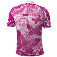 Personalised Polynesia Breast Cancer Awareness Polo Shirt Think Pink Ribbon Polynesian Butterflies