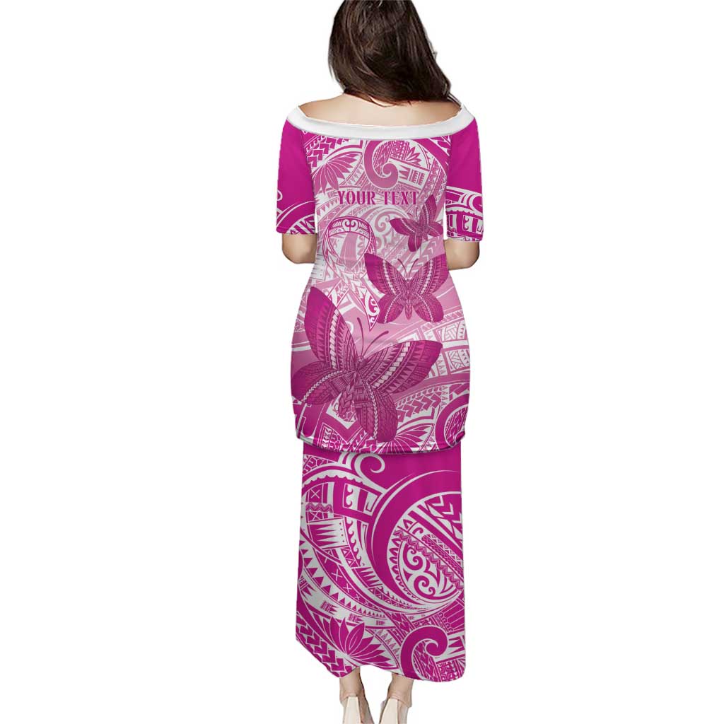 Personalised Polynesia Breast Cancer Awareness Puletasi Think Pink Ribbon Polynesian Butterflies