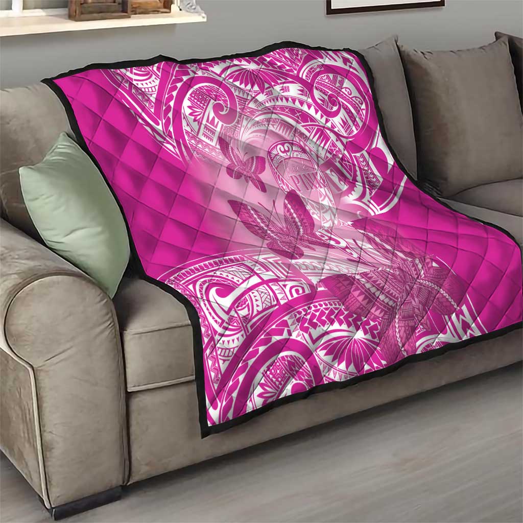 Polynesia Breast Cancer Awareness Quilt Think Pink Ribbon Polynesian Butterflies