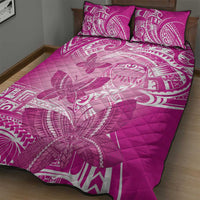 Polynesia Breast Cancer Awareness Quilt Bed Set Think Pink Ribbon Polynesian Butterflies