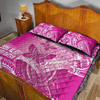 Polynesia Breast Cancer Awareness Quilt Bed Set Think Pink Ribbon Polynesian Butterflies