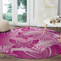 Polynesia Breast Cancer Awareness Round Carpet Think Pink Ribbon Polynesian Butterflies
