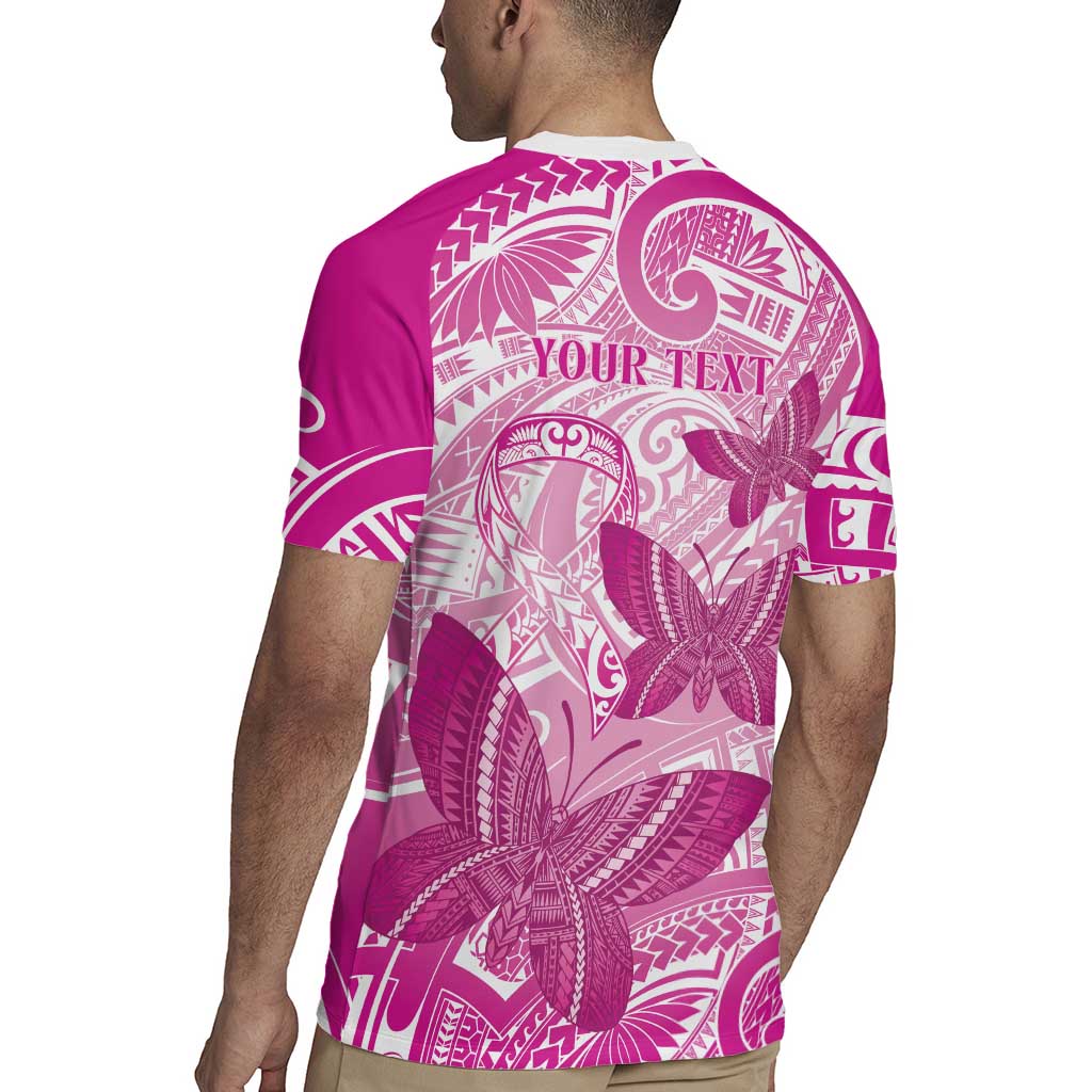 Personalised Polynesia Breast Cancer Awareness Rugby Jersey Think Pink Ribbon Polynesian Butterflies